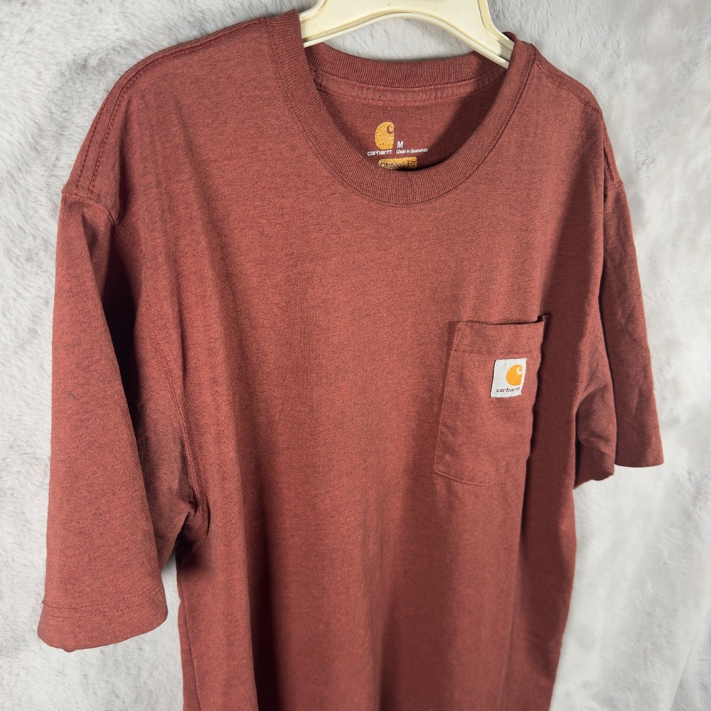 Carhartt Mens K87 Short Sleeve Pocket T-Shirt Original Fit Heather Red Size M